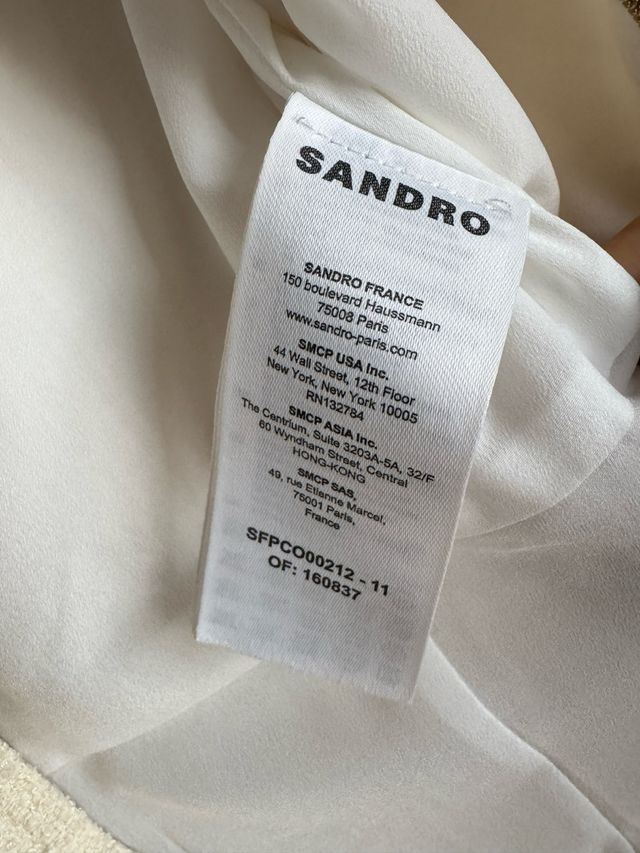 Mono Sandro Beige Tweed Cremallera Bolsillos