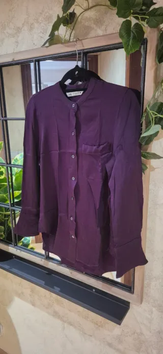 Camisa Zara Talla S Morado/Rosa