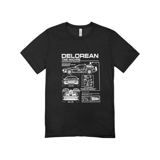 Maglietta DeLorean Time Machine Blueprint