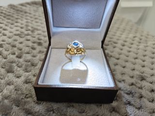 Anello Oro Giallo Zaffiro Blu