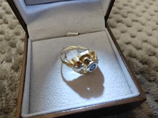 Anello Oro Giallo Zaffiro Blu