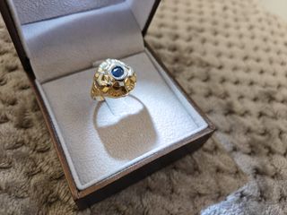 Anello Oro Giallo Zaffiro Blu