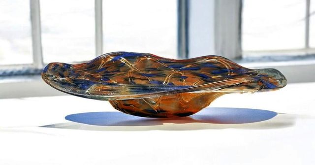 Ensaladera de vidrio soplado artesanal