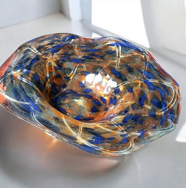 Ensaladera de vidrio soplado artesanal