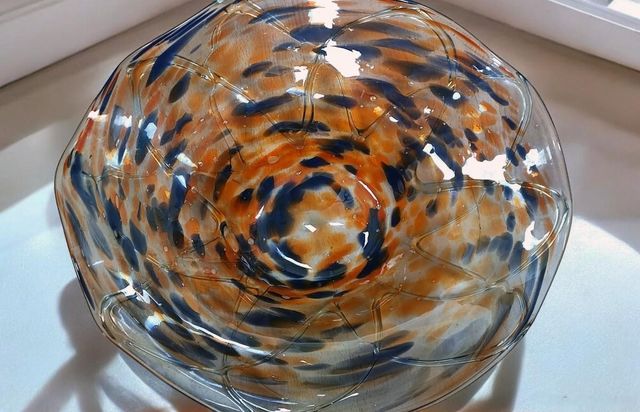 Ensaladera de vidrio soplado artesanal