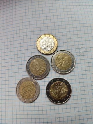 Lote 5 monedas 2 euros