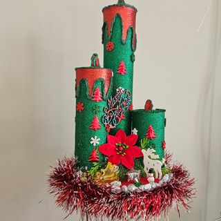 Decorazione candele natalizie glitter