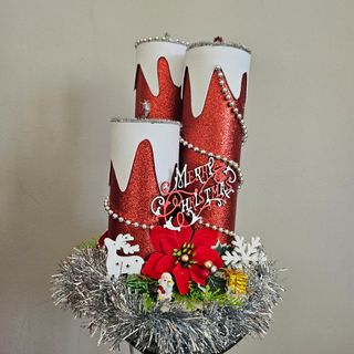 Decorazione candele natalizie glitter