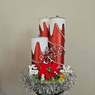 Decorazione candele natalizie glitter