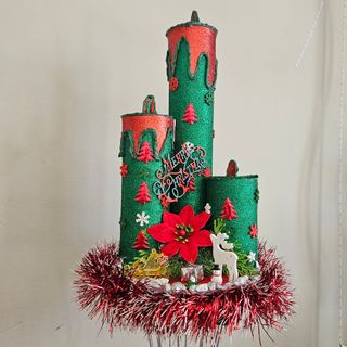 Decorazione candele natalizie glitter