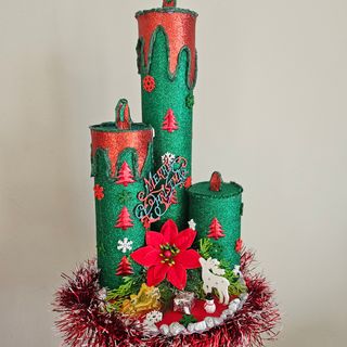 Decorazione candele natalizie glitter