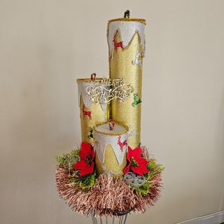 Decorazione candele natalizie glitter