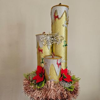 Decorazione candele natalizie glitter