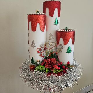 Decorazione candele natalizie glitter