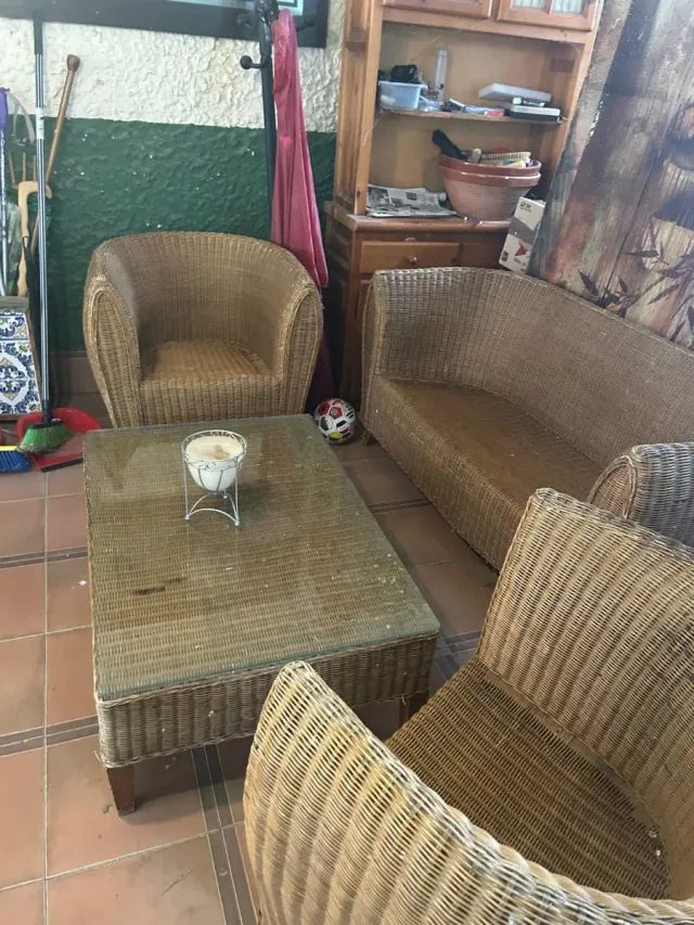 Juego de mimbre para jardín