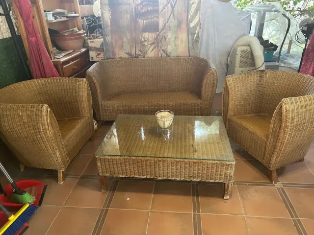 Juego de mimbre para jardín