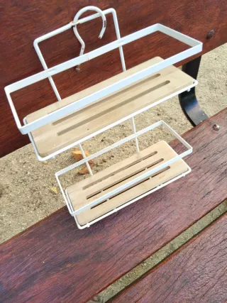 Estantería Ducha Baño aseo Metal Madera bambú