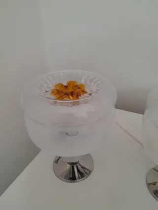 Coppia Lampade Vintage Vetro e Metallo