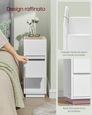 Comodini Stretti, Set di 2, Tavolini con 2 Cassett