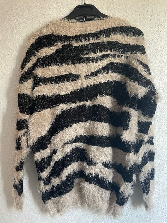 Jersey pelito Amisu rayas beige/negro Talla S