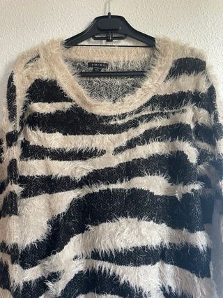 Jersey pelito Amisu rayas beige/negro Talla S