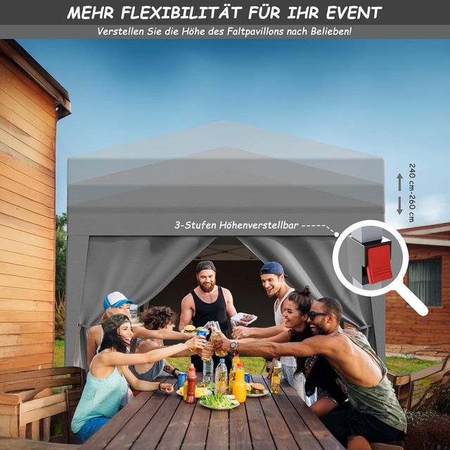 Tenda da giardino 3x6m con 6 pareti