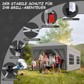 Cenador 3x6m con 6 paredes