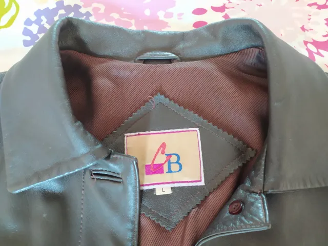 Americana de cuero marrón Mujer