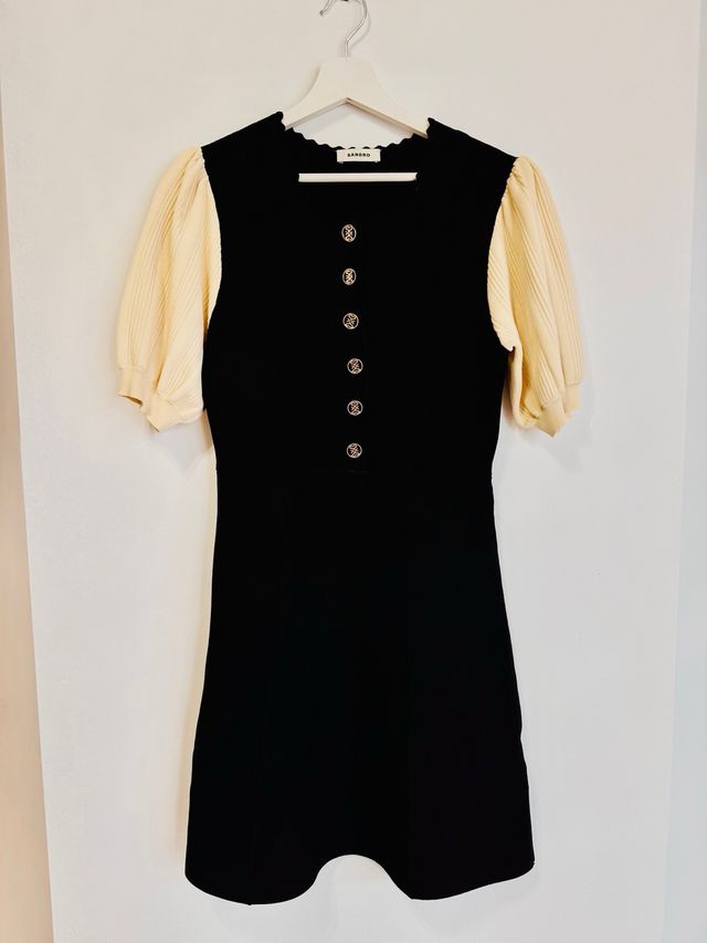 Vestido Sandro Negro y Beige