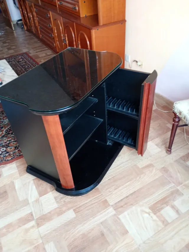 Mueble TV cristal y madera