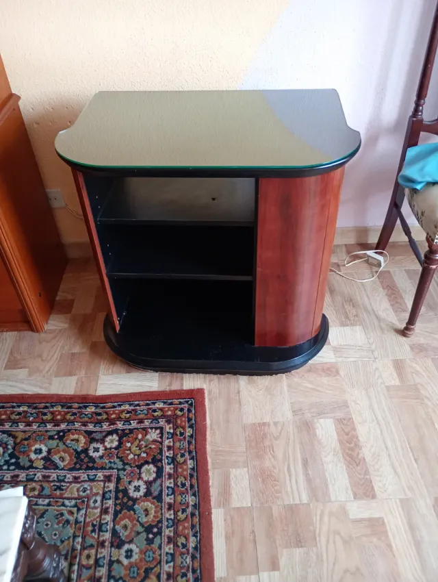 Mueble TV cristal y madera