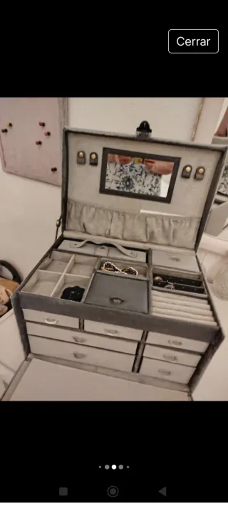 Oferta solo noviembre Joyero grande gris y dorado