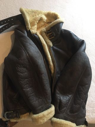 Cazadora Piel Forro Borrego Marrón