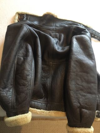 Cazadora Piel Forro Borrego Marrón