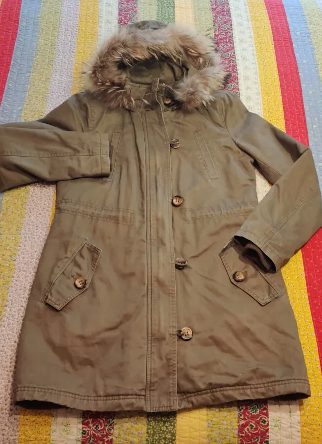 Chaqueta parka mujer verde con capucha