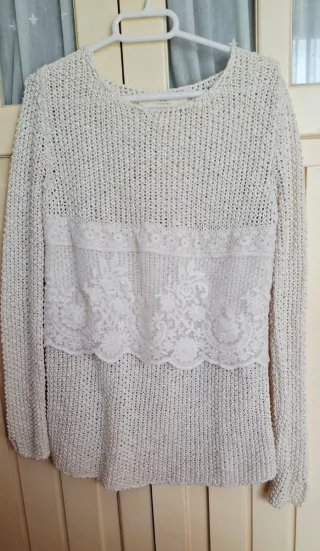 Jersey mujer encaje beige