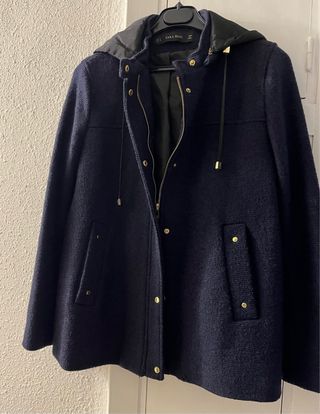 Trenca Lana Zara Azul Marino