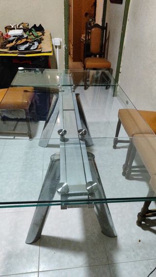 Mesa cristal extensible 6 sillas
