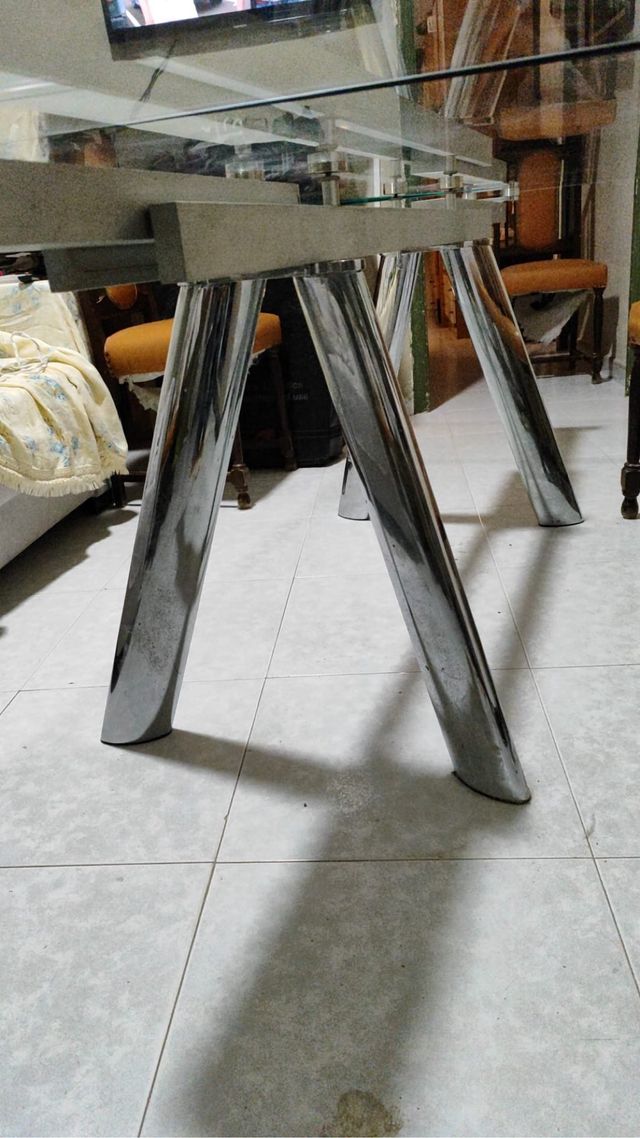 Mesa cristal extensible 6 sillas