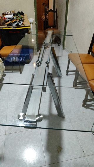 Mesa cristal extensible 6 sillas