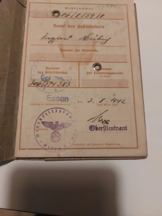 Wehrpass 1944 Soldado Alemán Granadero oferta