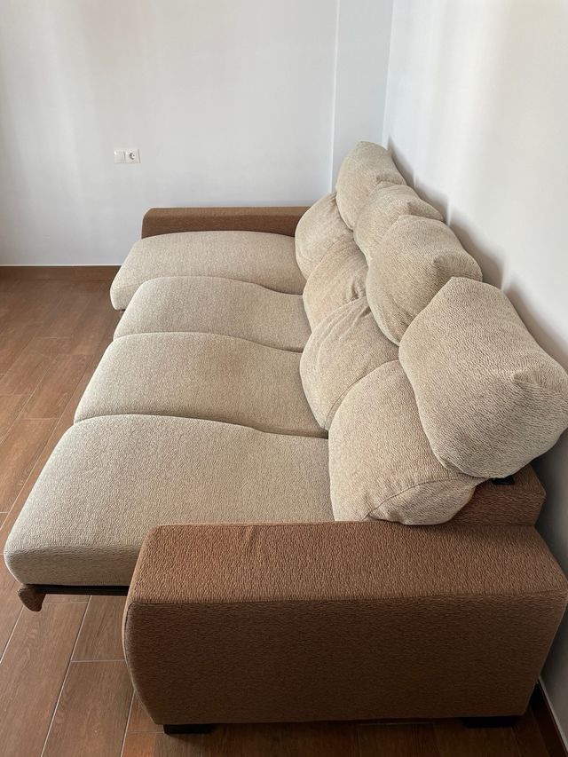 Sofá Chaise Longue Beige y Marrón