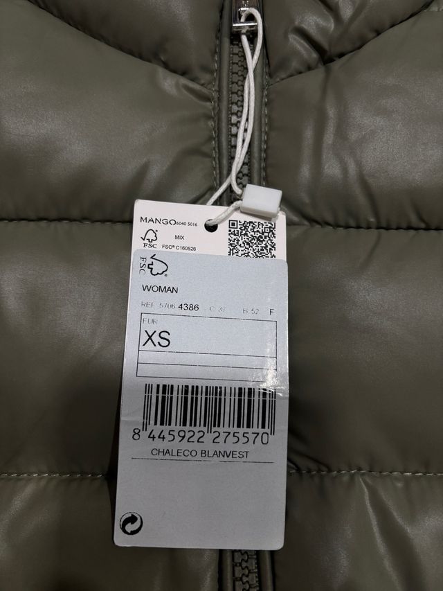 Plumífero Mango sin mangas talla XS