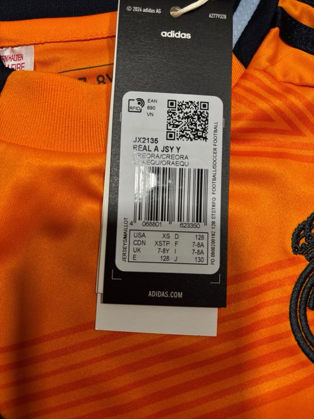 Camiseta Real Madrid Naranja Talla 7-8