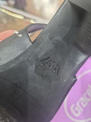 Zapatos Zara Negros Tacón Tachuelas