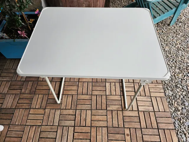 Mesa plegable blanca terraza, camping, playa
