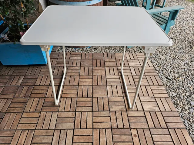 Mesa plegable blanca terraza, camping, playa