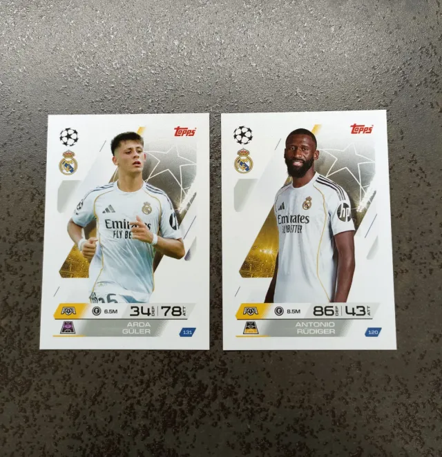 2 Match Attax 25/26 Topps Madrid Güler y Rüdiger