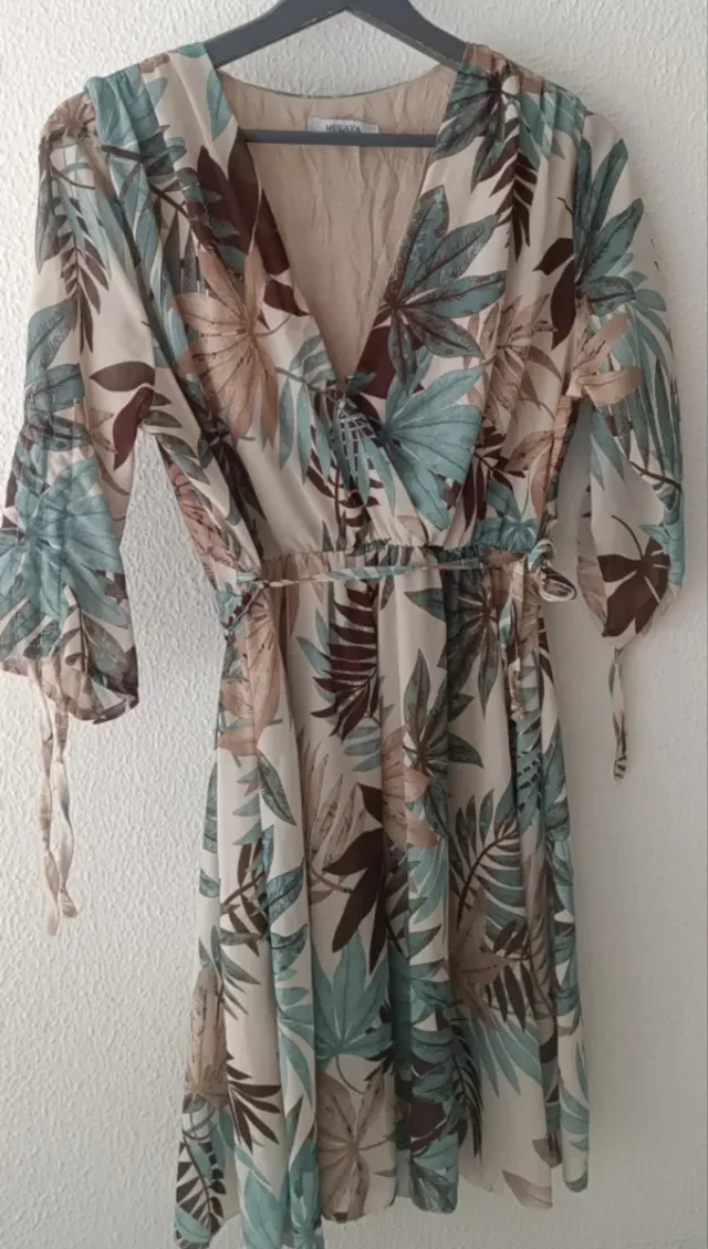 Vestido Mulaya estampado hojas talla única
