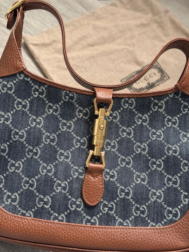 Bolso Gucci Jackie Denim y Piel Marrón